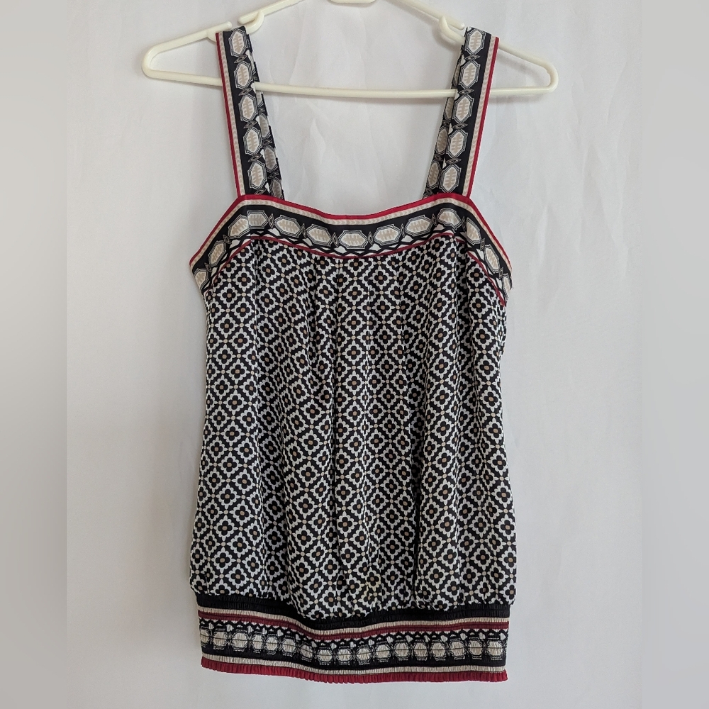 Women's XS WH&BM Smocked Black White Tank Top Camisole Light